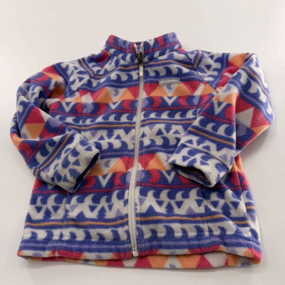 Columbia Girls Fleece Jacket Purple Orange Patterned 4T Toddler Winter Warm